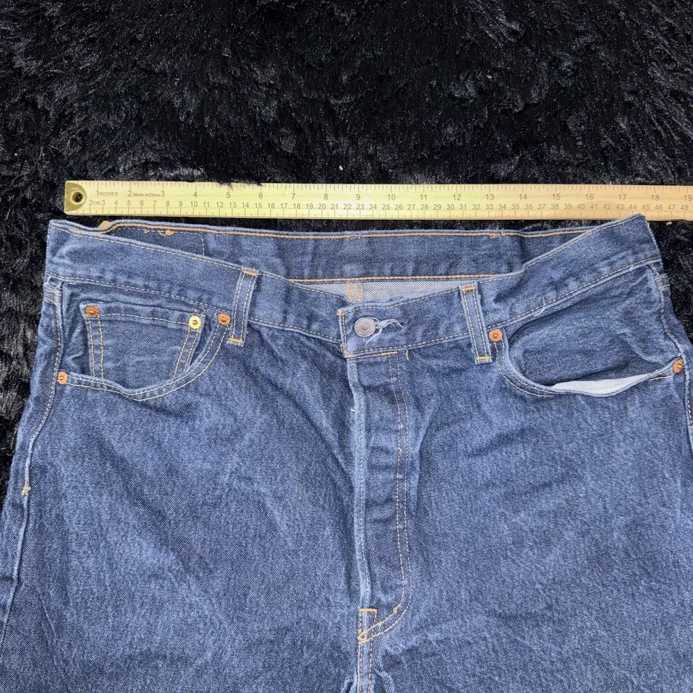 Levis 501 Jeans Mens 38x32 Blue‎ Button Fly Straight Leg Denim Waterless